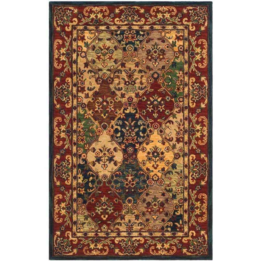 SAFAVIEH Heritage Malcolm Traditional Wool Area Rug, Beige/Burgundy, 4' x 6'