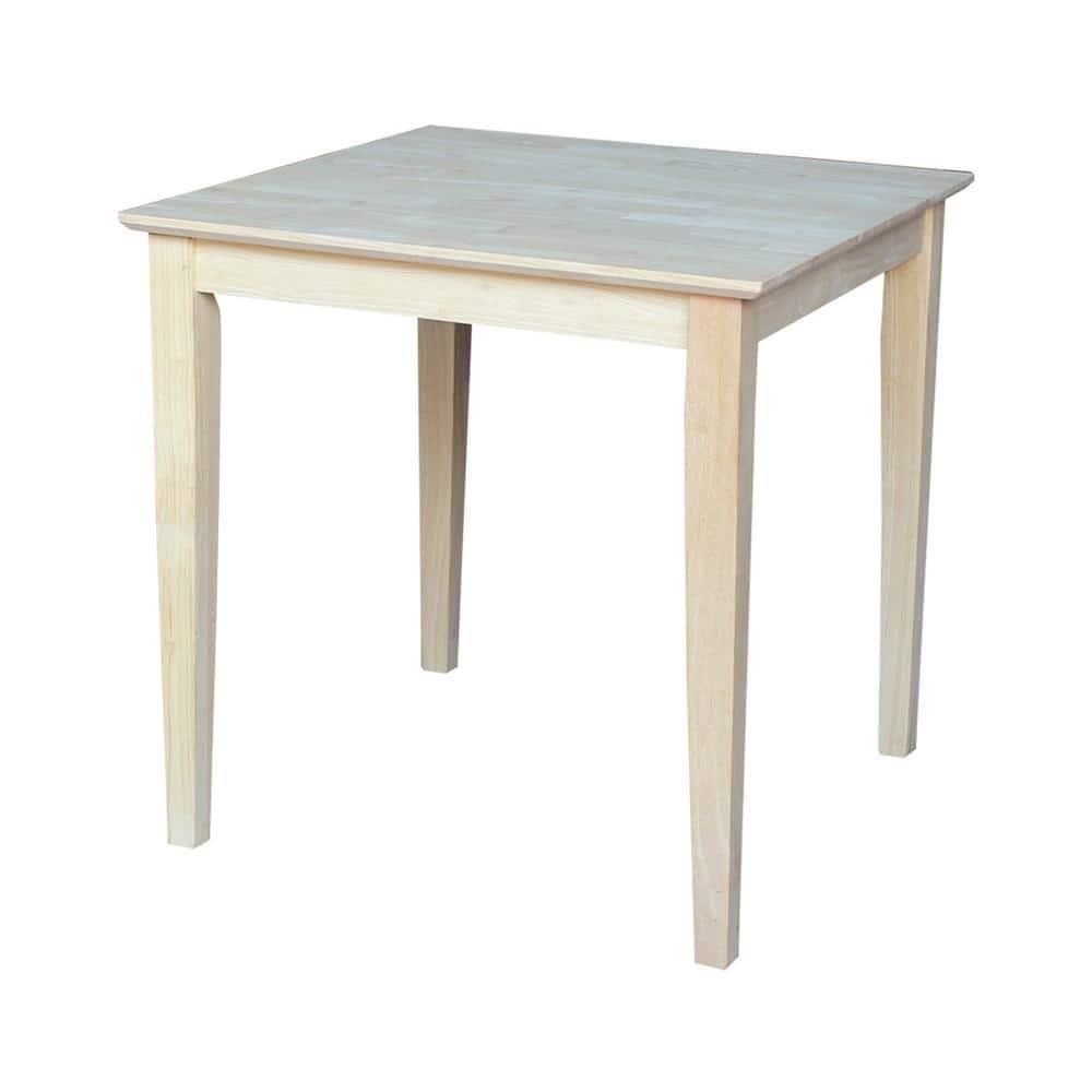 International Concepts 30" Square Solid Wood Dining Table with Shaker Legs Unfinished: Parawood, Kitchen Table