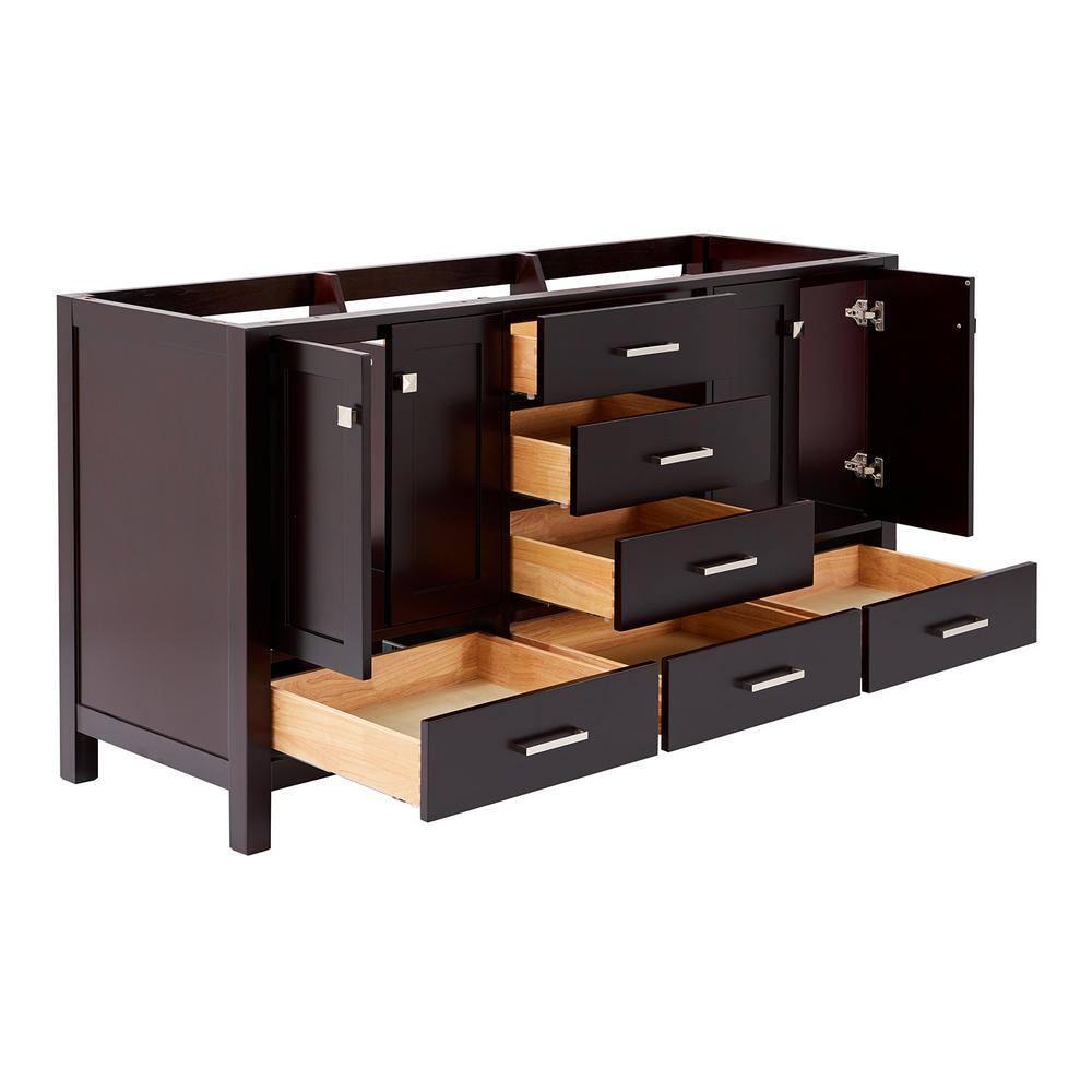 Ariel A067d-Bc Cambridge 66" Double Free Standing Vanity Cabinet Only - Brown