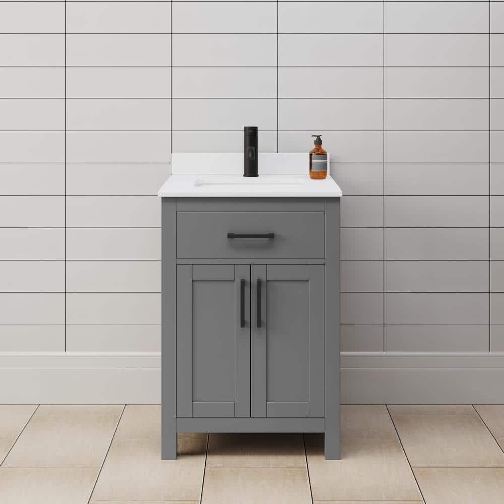 Wyndham Collection Beckett 24" Freestanding Single Bathroom Vanity with Cultured Marble Top