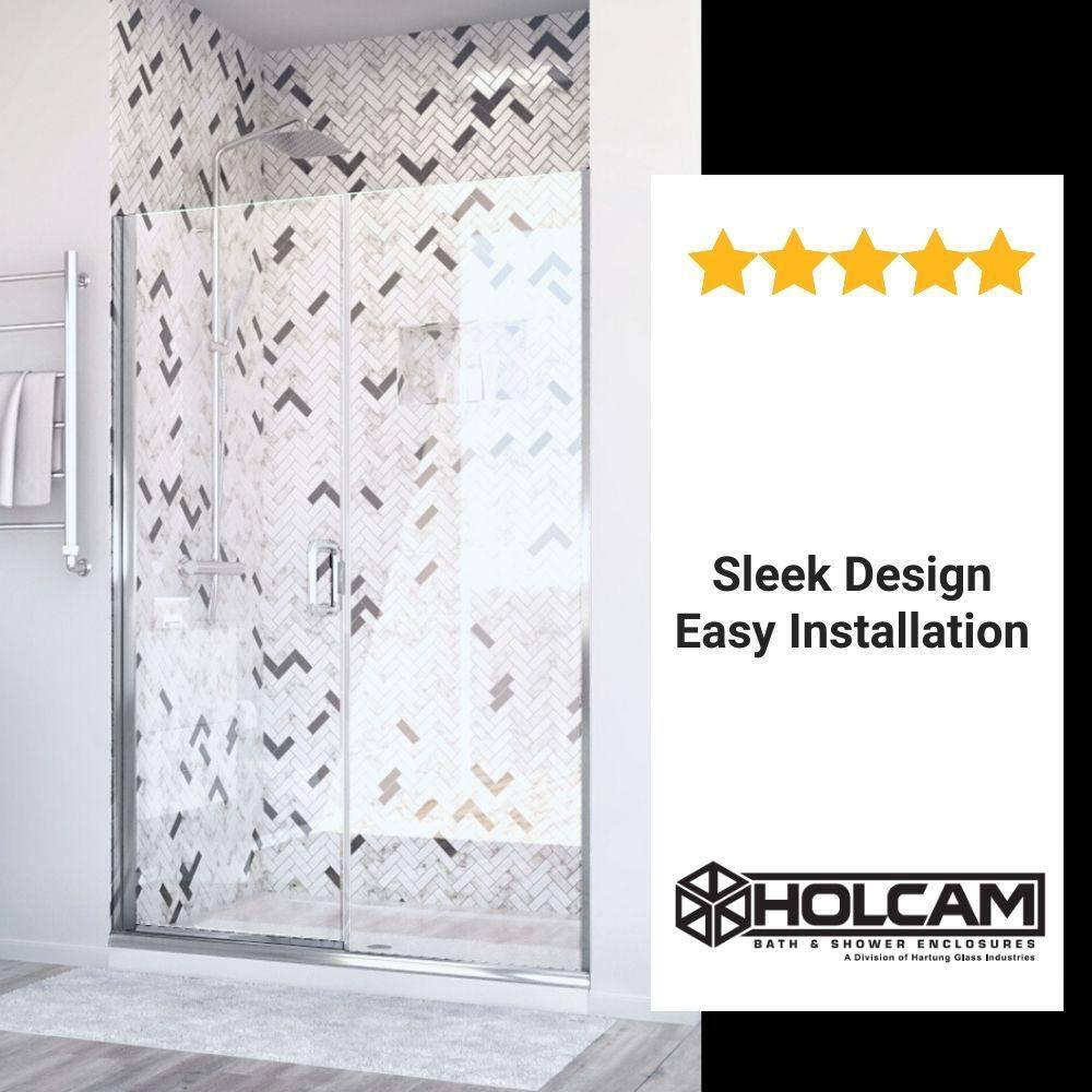 Distinctive Elite 43.06" W x 71.38" H Hinged Semi-Frameless Shower Door