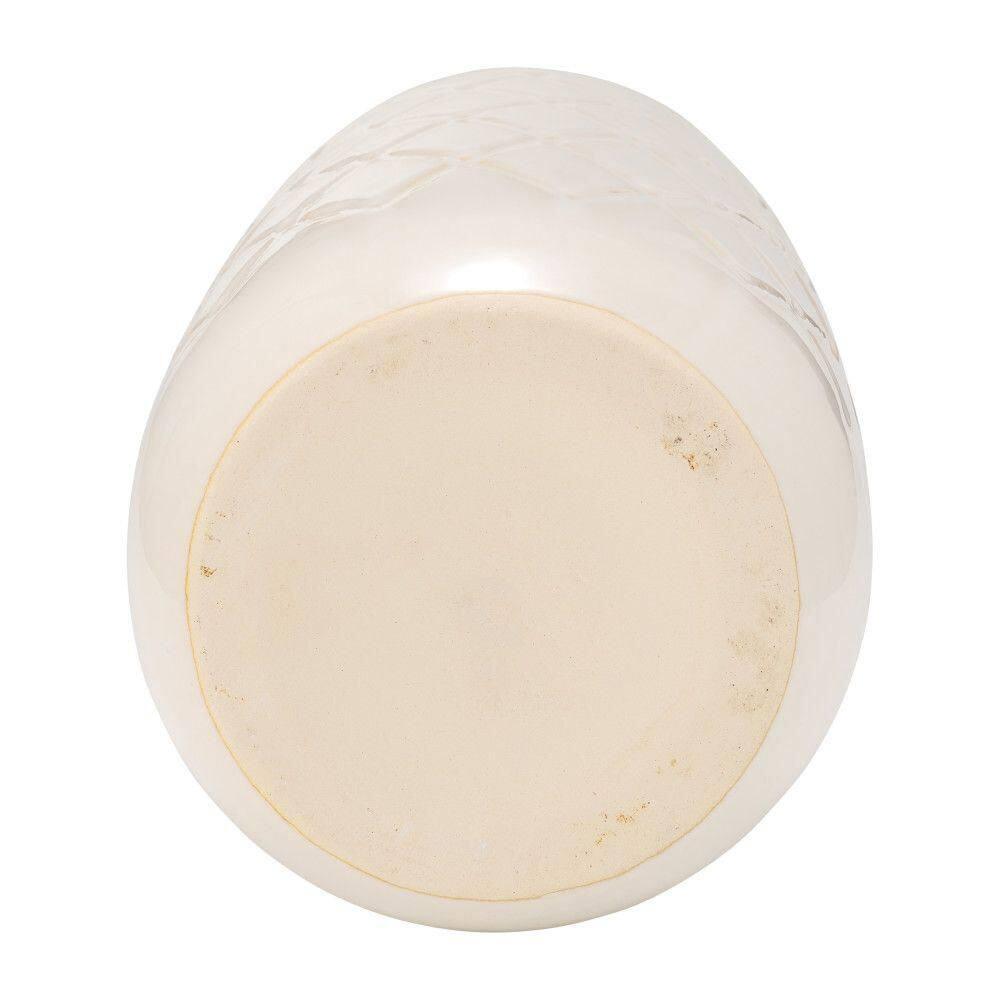 Sagebrook Home 12" Ceramic Vase - Contemporary Plaid Textured Ivory/Beige Vase For Floral Arrangements - Decorative Table Accent for Home or Office