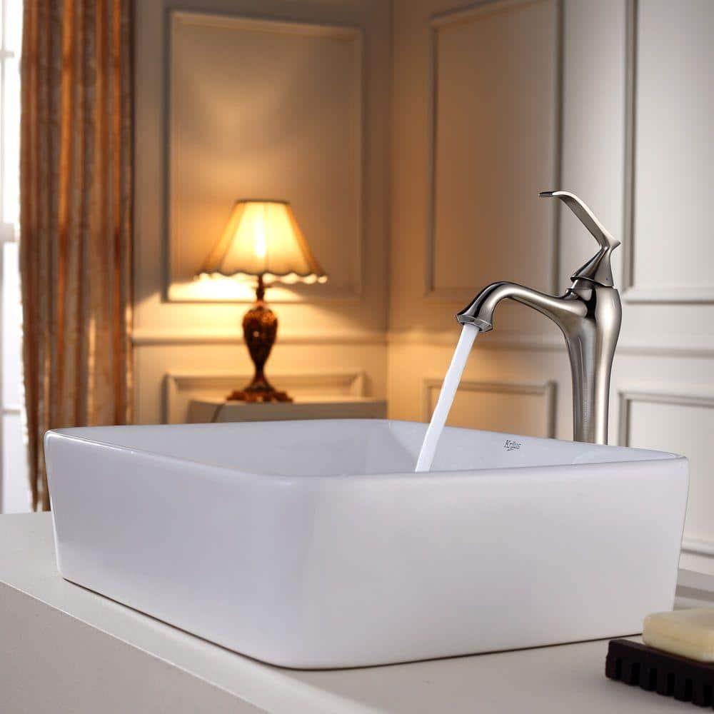 Ceramic Rectangular Vessel Bathroom Sink