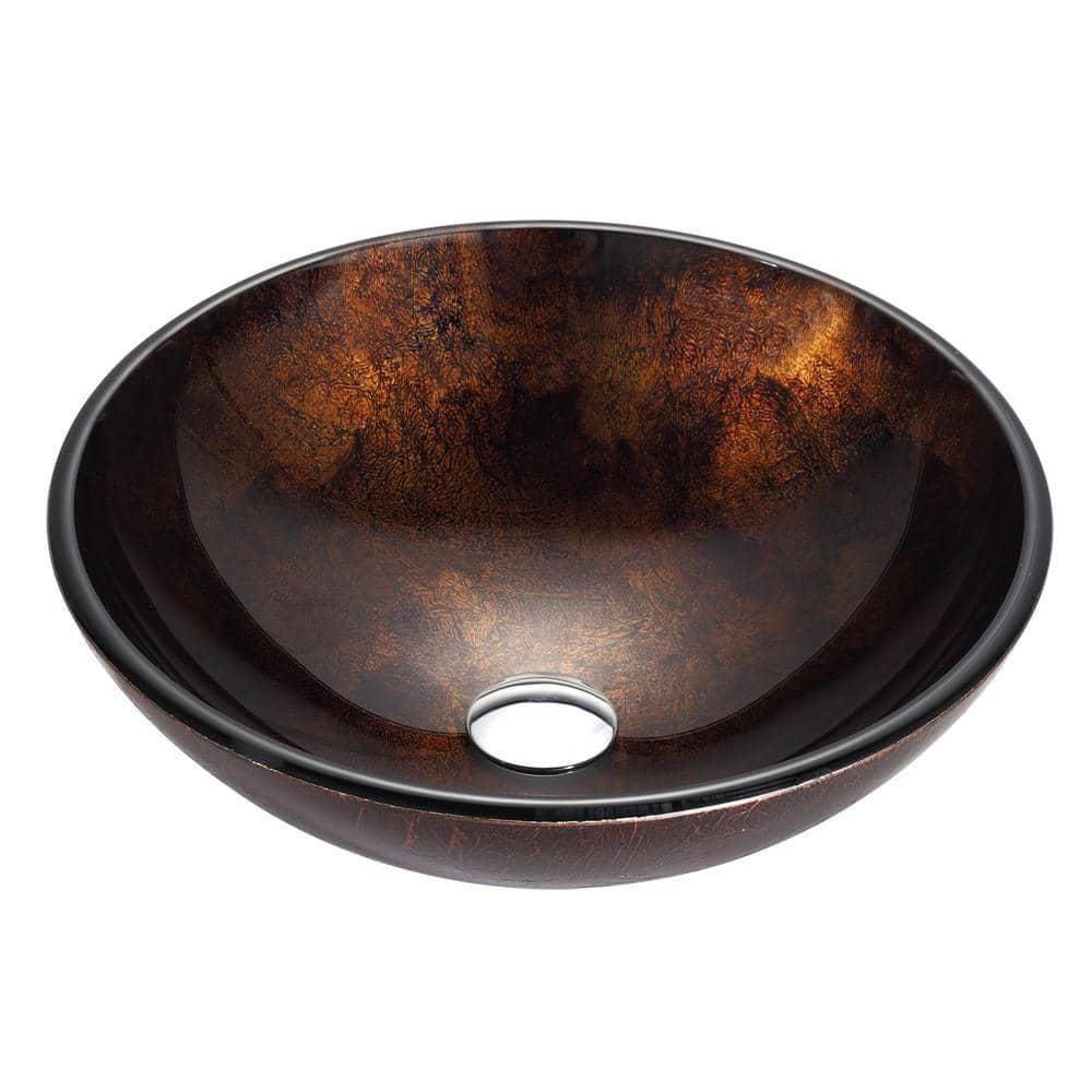 Copper Glass Circular Vessel Bathroom Sink