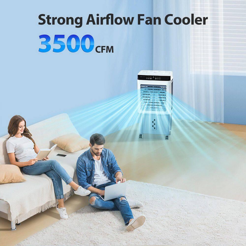 LIFEPLUS LIFEPLUS Portable Evaporative Air Cooler, 3500 CFM Swamp Cooler 11 Gallon Tank and Remote