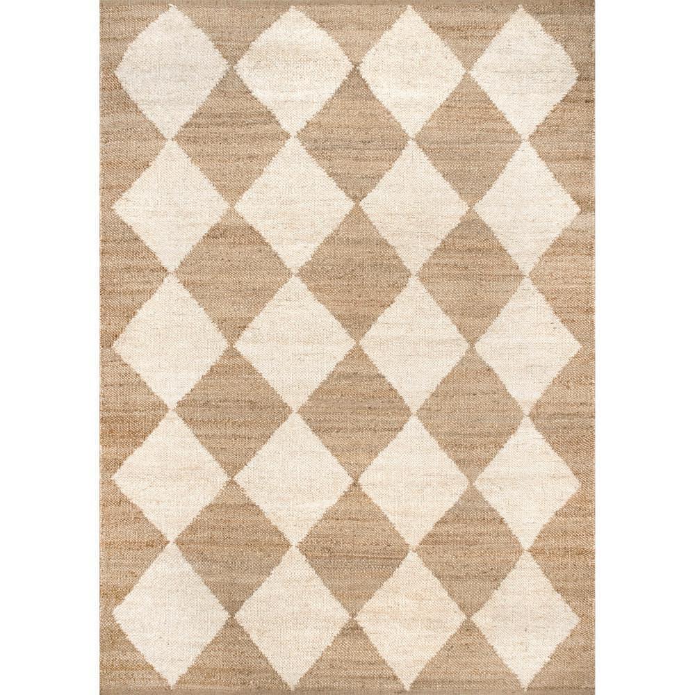 Nuloom Louie Diamond Checkerboard Jute Area Rug, 9' x 12', Natural