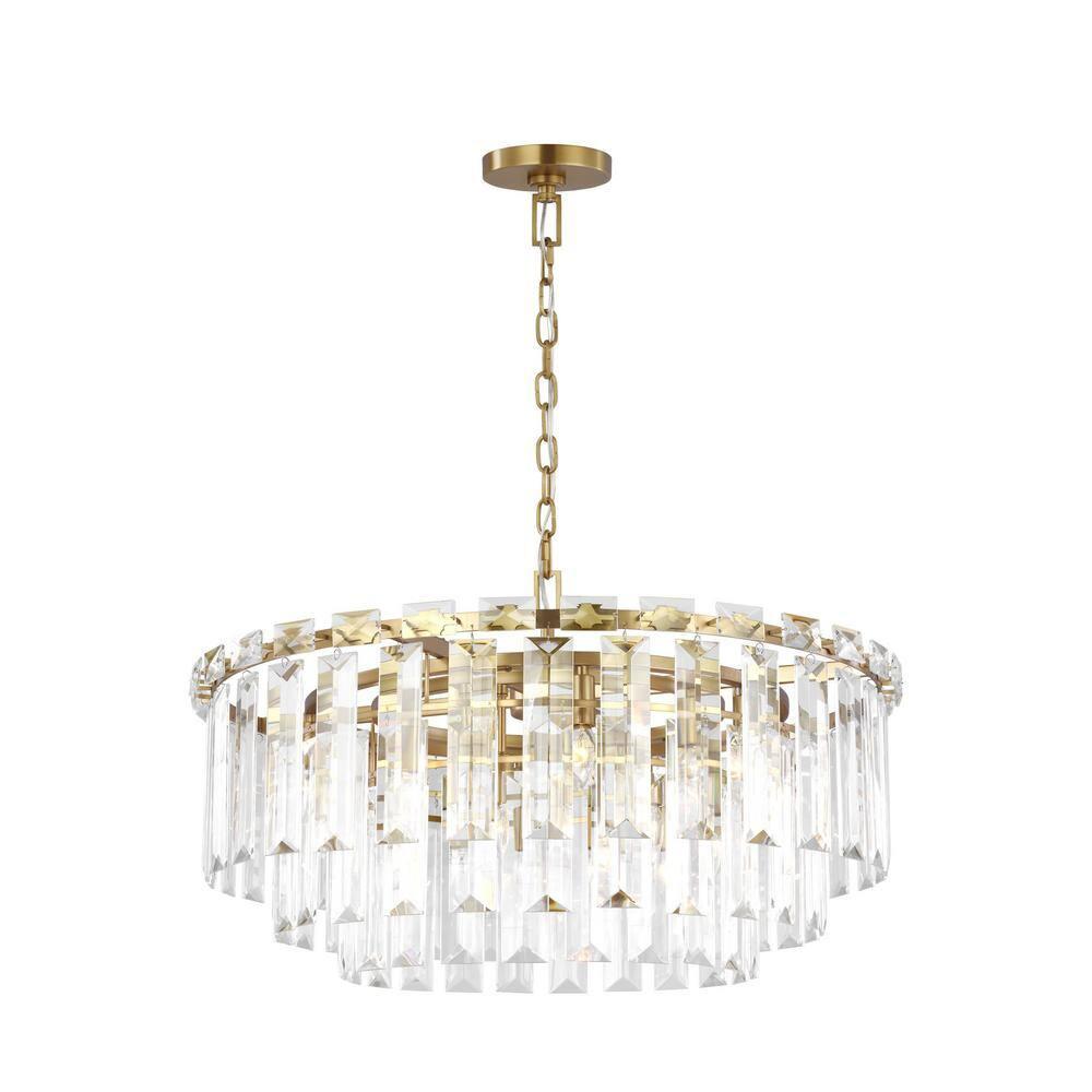 Elegant Burnished Brass and Crystal 16-Light Chandelier