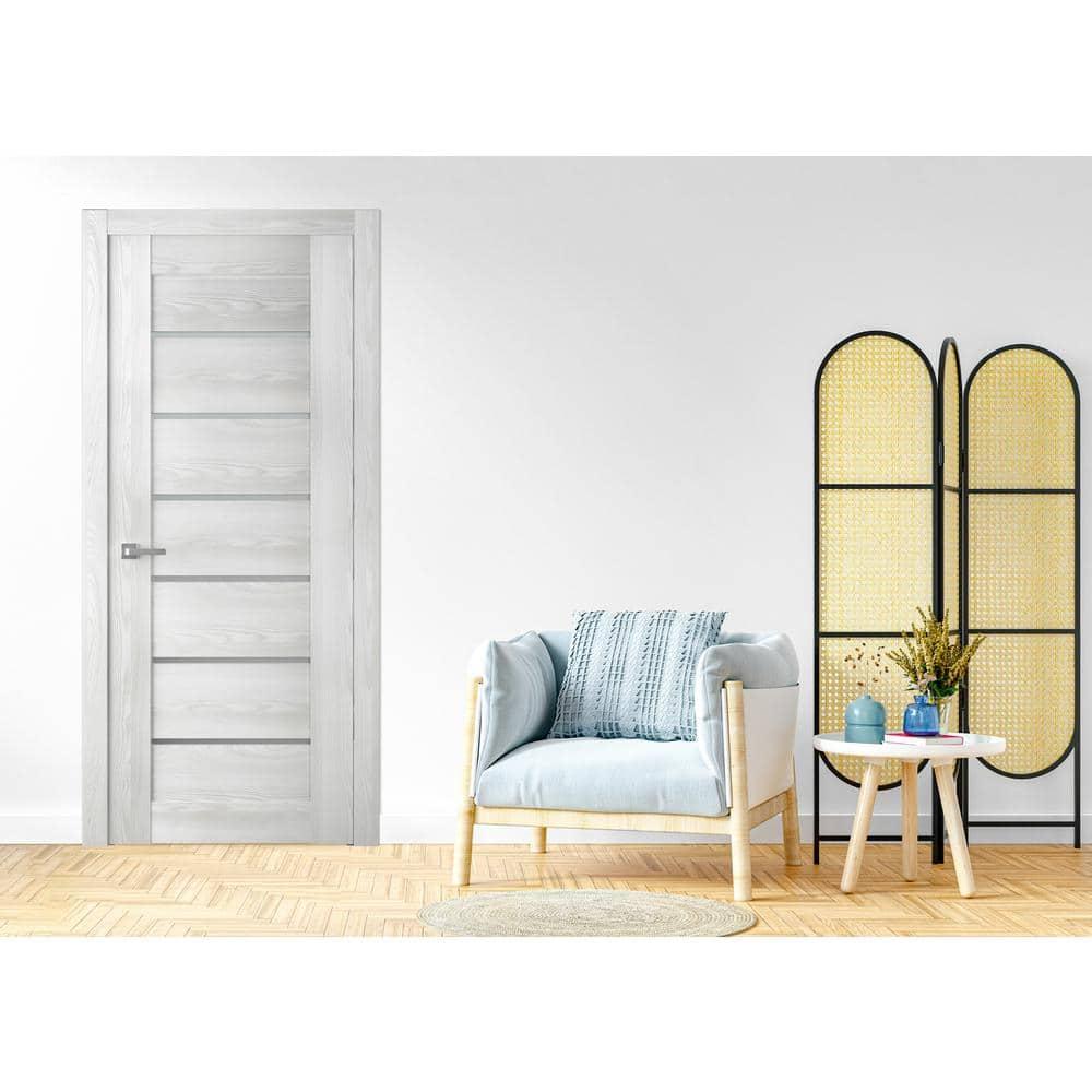 Belldinni Avon 07-02 Paneled Manufactured Wood and Frosted Glass Interior Door Slab