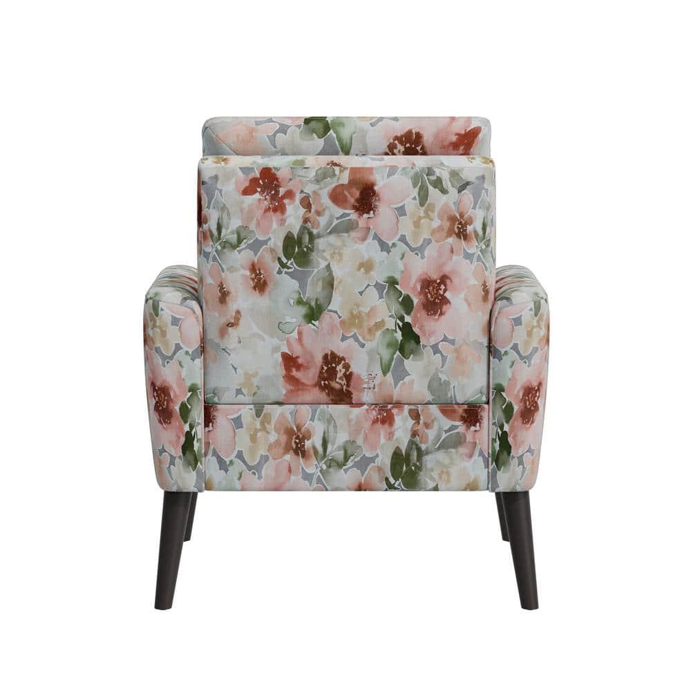 HL Home Furnishings Allyson Mid-Century Modern Armchair in Orange & Green Floral