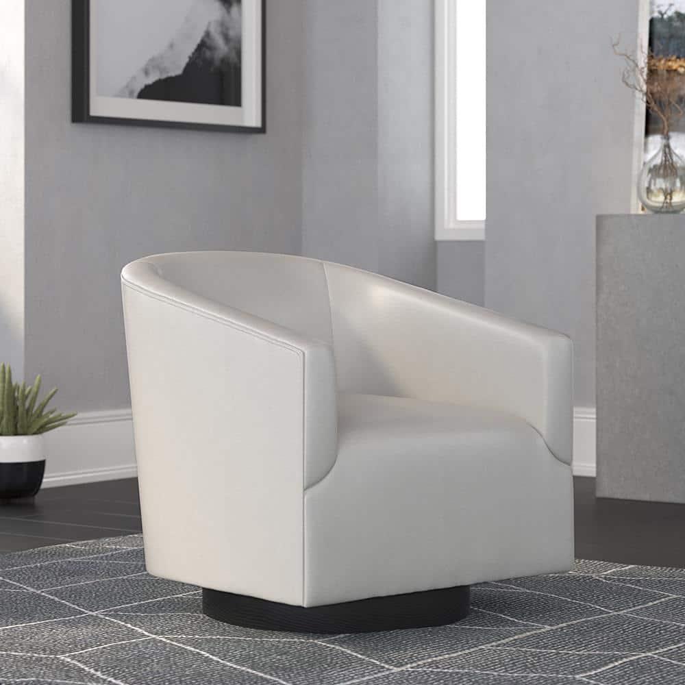 Comfort Pointe Gaven Wood Base Swivel Accent Chair Dove Gray: Faux Leather Upholstery, Foam-Filled, No Assembly Required