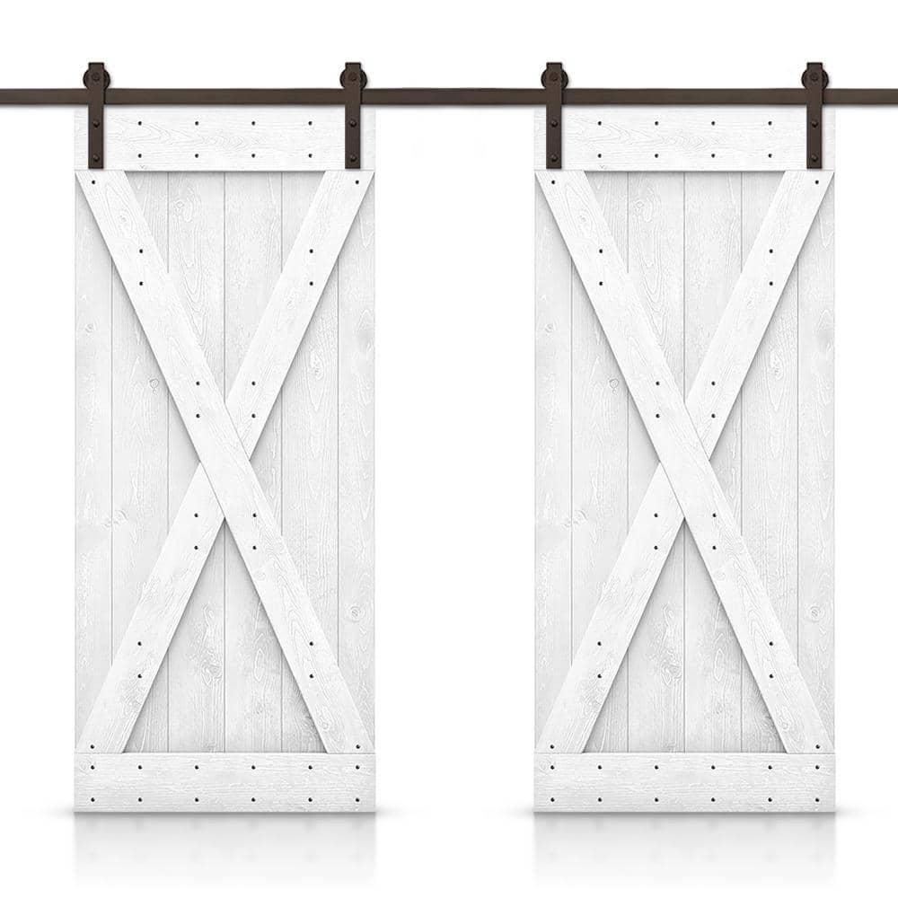 Calhome 84'' Solid Wood Paneled Painted with Installation Hardware Kit Barn Door
