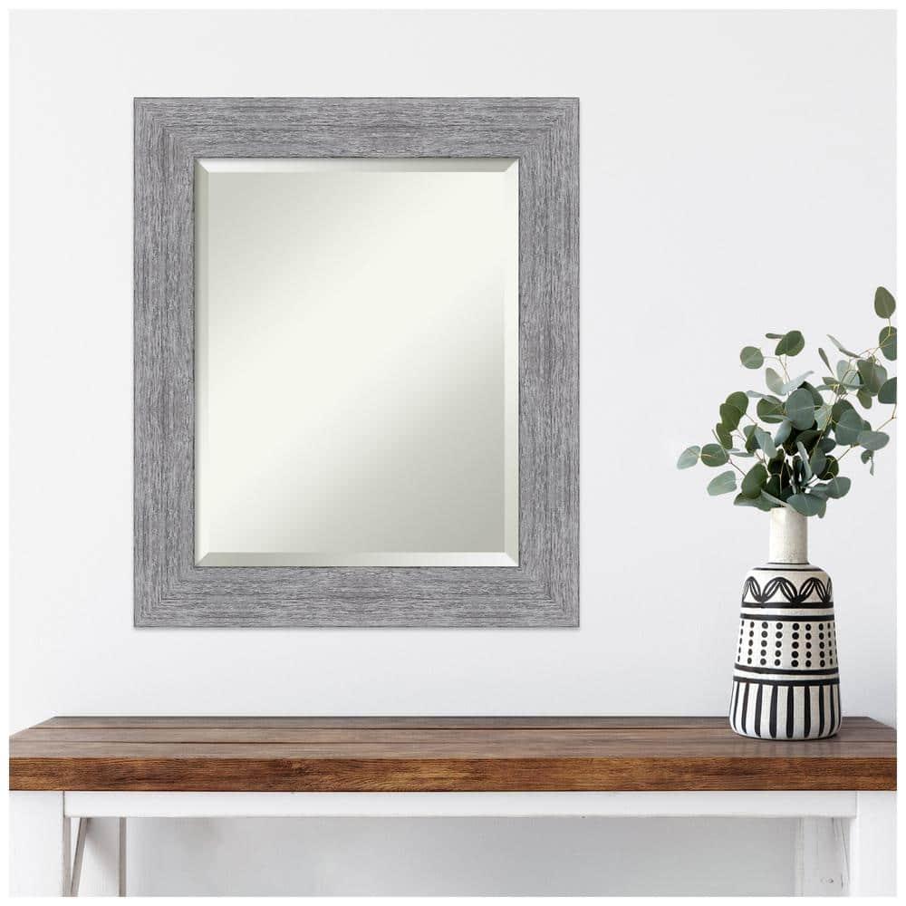 21" x 25" Bark Rustic Framed Wall Mirror Gray - Amanti Art