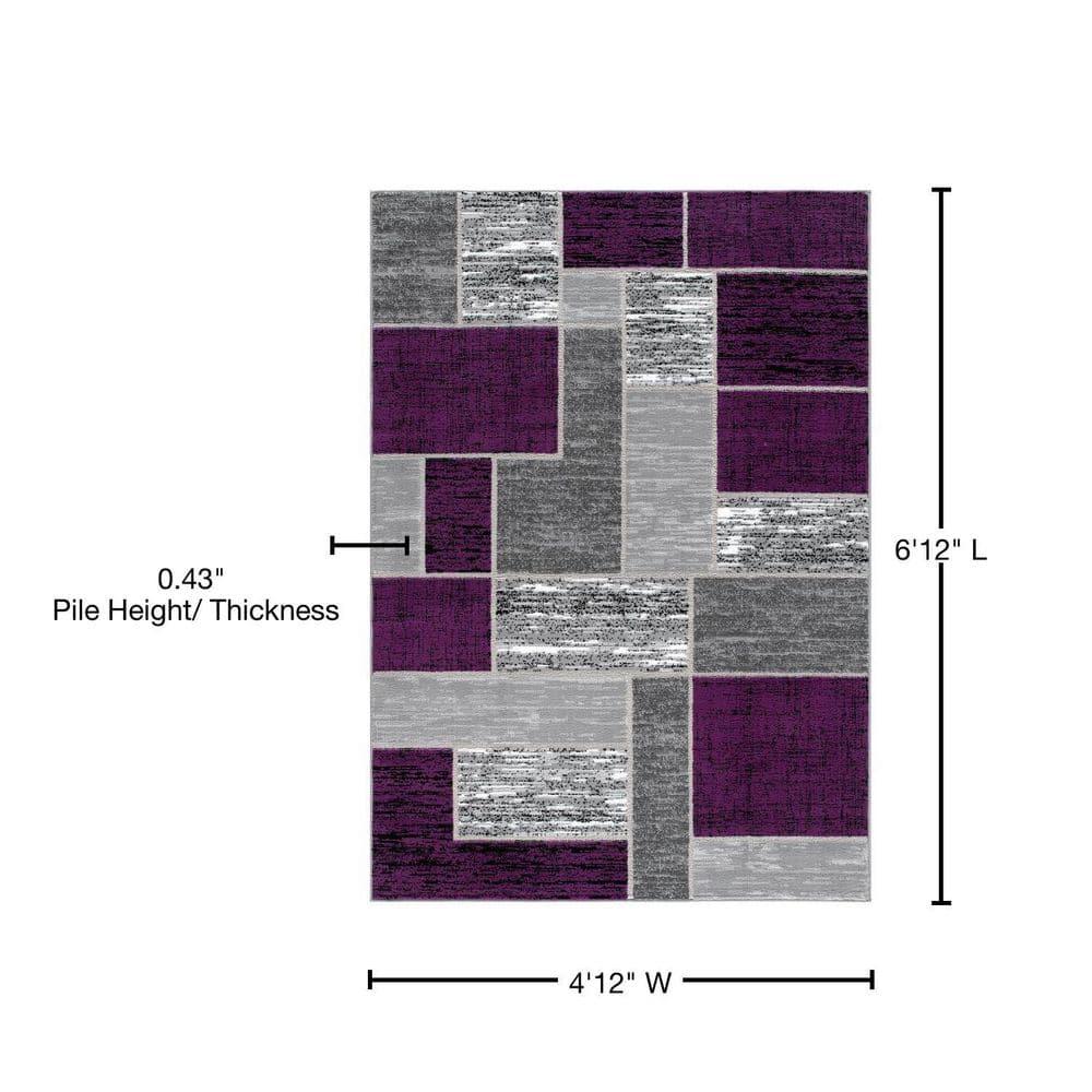 Alfombra Rectangular Geométrica Púrpura Verena de 5' x 7' para Entrada, Sala de Estar, Comedor, etc.