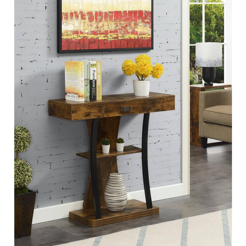 Convenience Concepts Newport 1 Drawer Harri Console Table with Shelves, Multiple Finishes