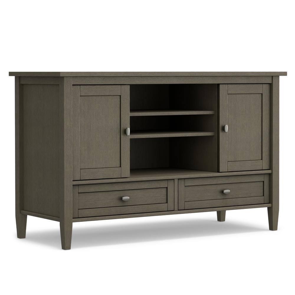 Simpli Home Warm Shaker 47"W Solid Wood TV Stand for TVs up to 55" with 2 Storage Cabinets and 2 Drawers