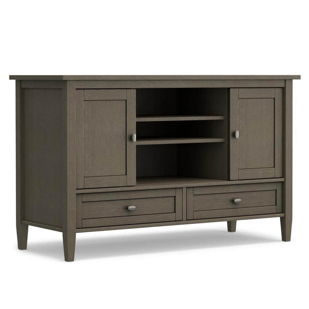 Simpli Home Warm Shaker 47"W Solid Wood TV Stand for TVs up to 55" with 2 Storage Cabinets and 2 Drawers