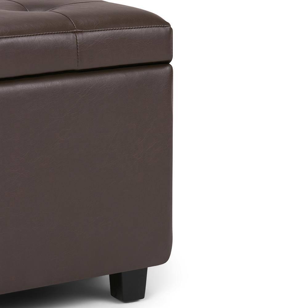 Simpli Home Cosmopolitan 34"W Upholstered Storage Ottoman with Tufted Design and Large Interior Storage