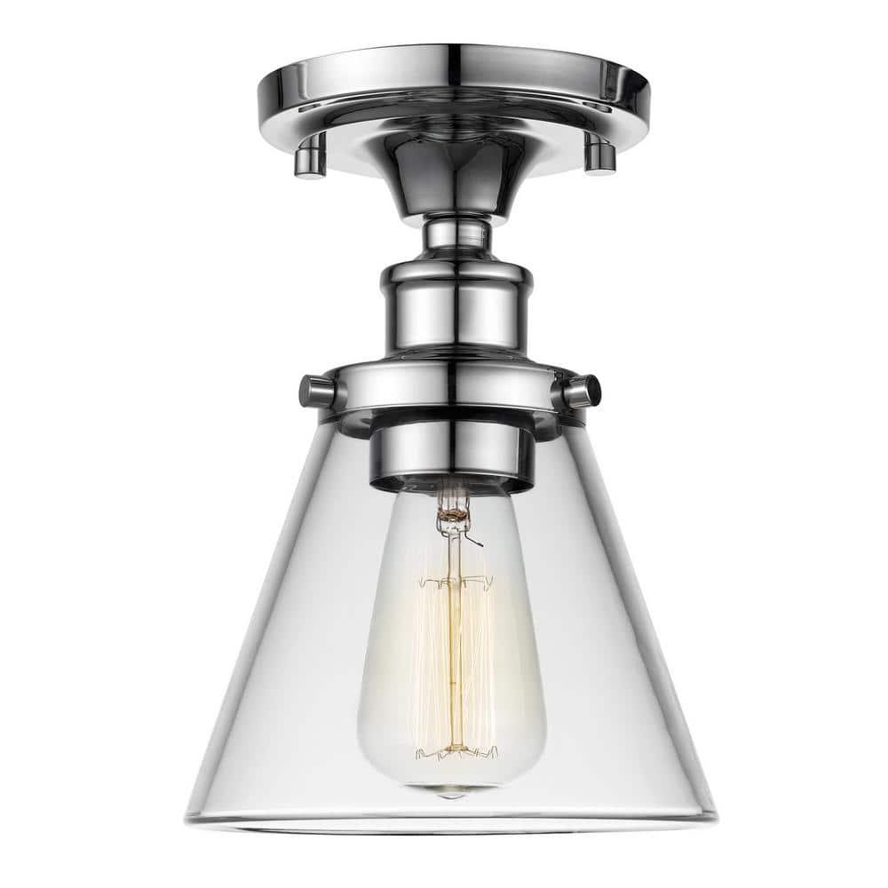 Globe Electric Mercer 1-Light Chrome Flush Mount Ceiling Light 65726