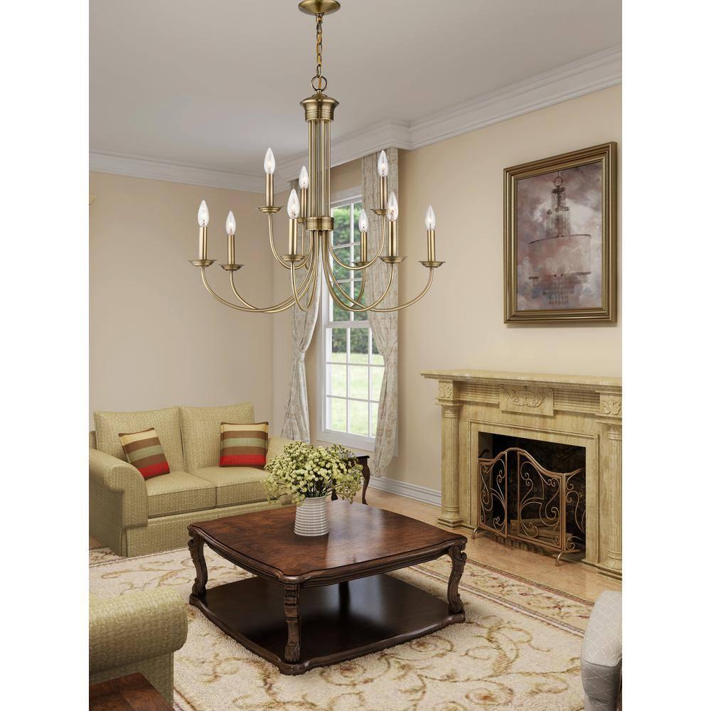 Livex Lighting Estate 9 - Light Chandelier in  Antique Brass