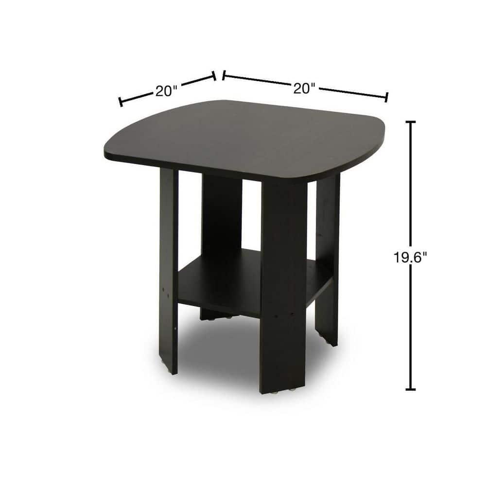 Furinno Industrial End Table Sofa Side Coffee Table with 2 Storage Shelf,Espresso