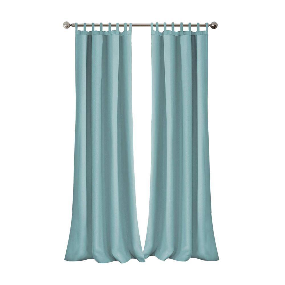 Matine Solid Indoor/Outdoor Single Window Curtain for Patio, Porch, Cabana - 52 x 108 - Mineral Blue - Elrene Home Fashions