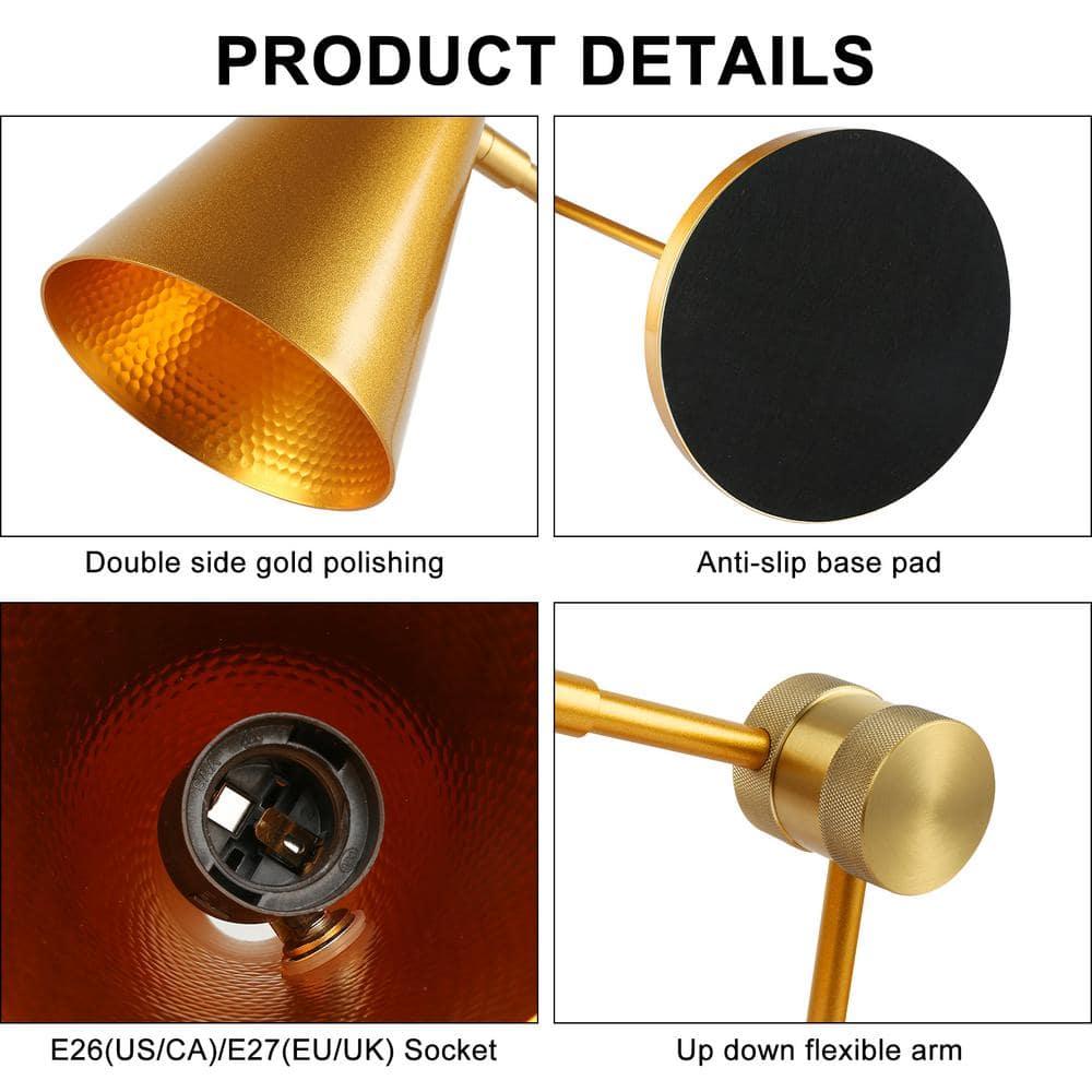 55.1 in. Gold 1-Light Swing Arm Floor Lamp