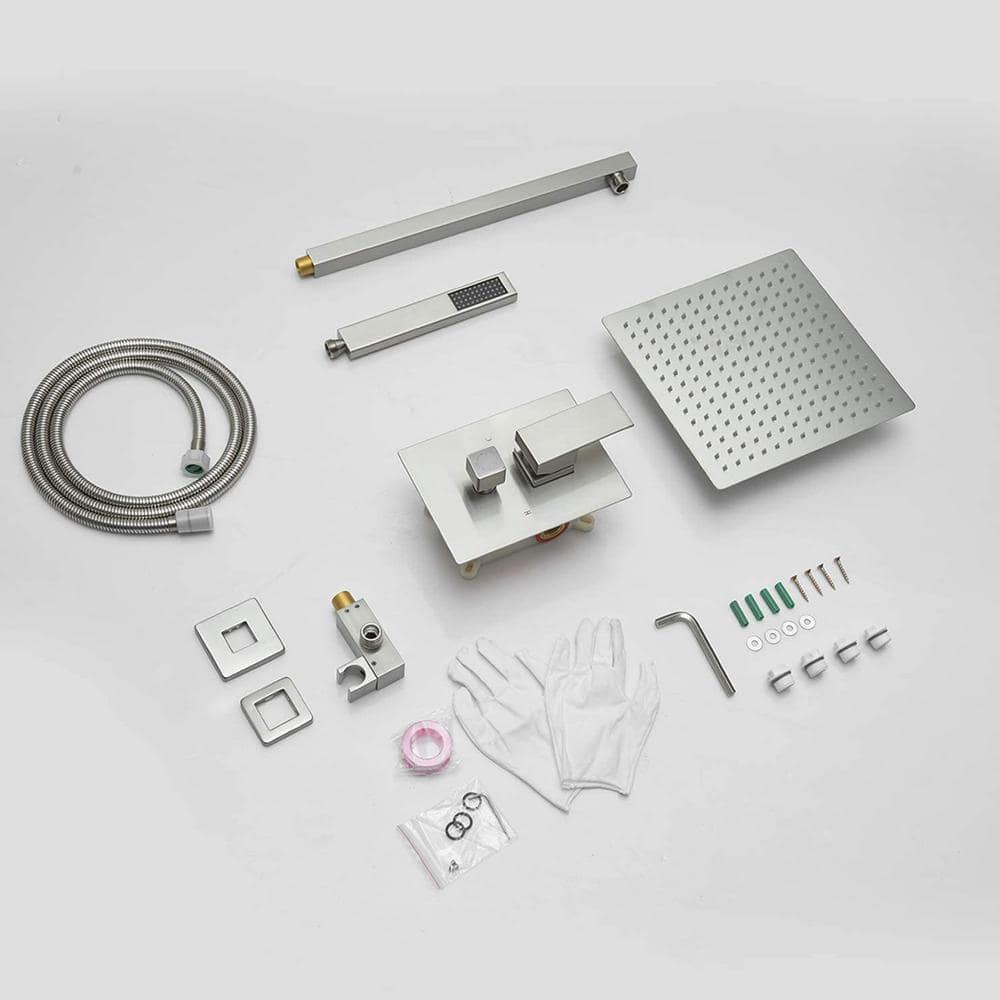 3-Spray Patterns With 2.5 GPM 10 in. Showerhead Wall Mounted Dual Shower Heads With Valve