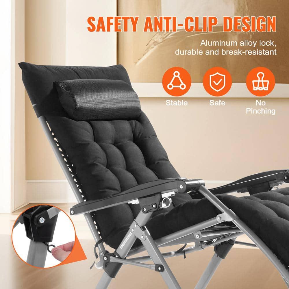 VEVOR 26" Zero Gravity Recliner Lounge Chair - Heavy-Duty Folding Indoor/Outdoor Lounger