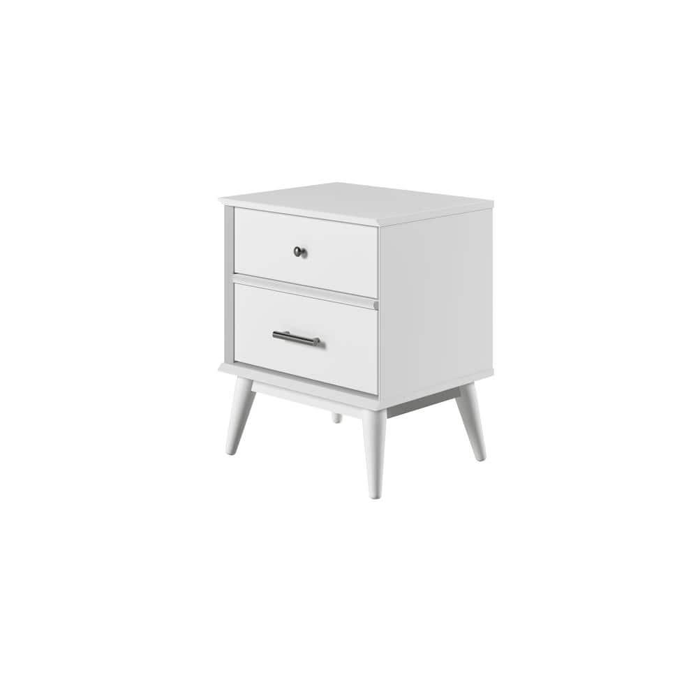 George Oliver Preston 26"H Modern 2-Drawer Nightstand with USB Ports and Flared Legs