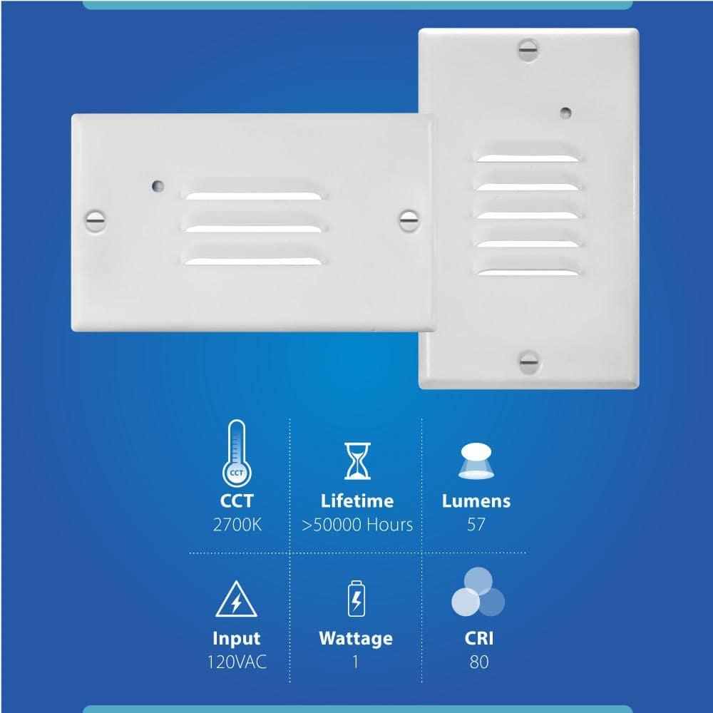 STP2 Series White LED Hardwire Stair Light Louvered with Dusk to Dawn Sensor