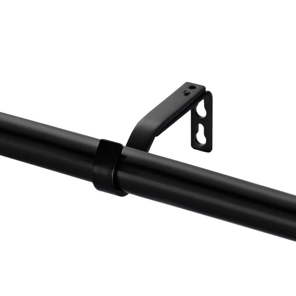 36"-66" Decorative Drapery Curtain Rod with Maple Wood Cylinder Finials Matte Black - Lumi Home Furnishings: Adjustable Drapery Hardware