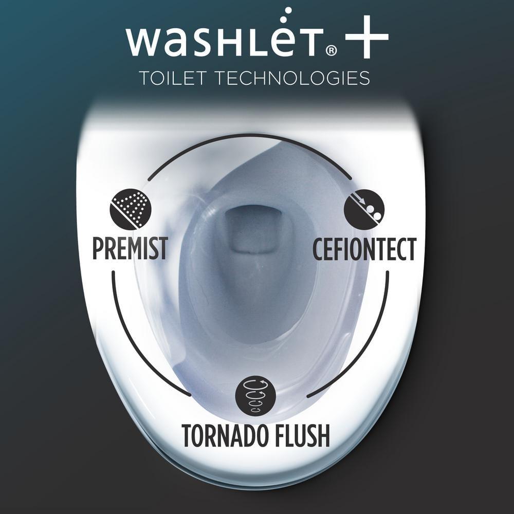 TOTO® Drake® WASHLET®+ Two-Piece Elongated 1.28 GPF Universal Height TORNADO FLUSH® Toilet with C5 Bidet Seat, Cotton White - MW7763084CEFG#01