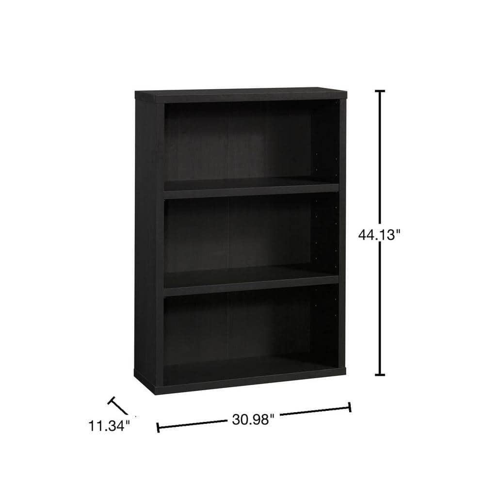 Sauder 3-Shelf Bookcase, Raven Oak Finish