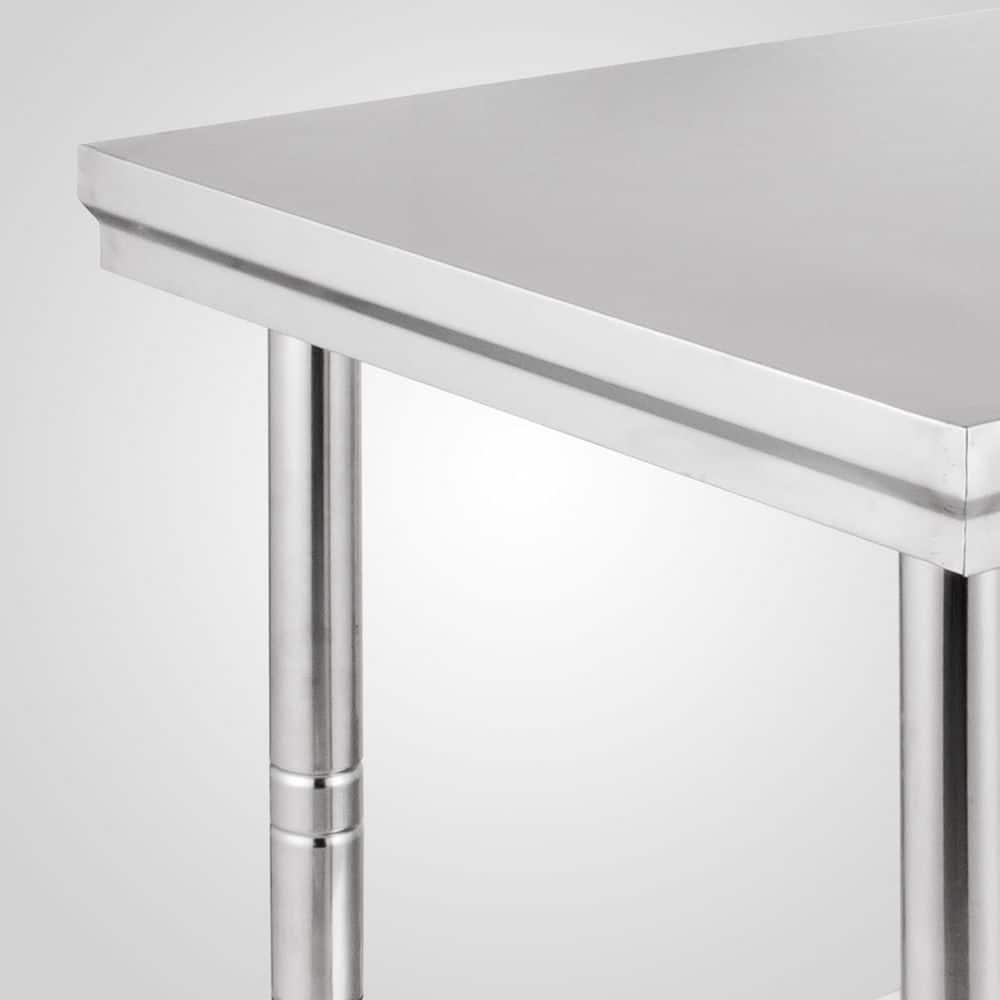 Stainless Steel Prep Table 35 x 24 x 31 in. 700 lbs. Silver Heavy Duty Metal Worktable with 3 Adjustable Height Levels
