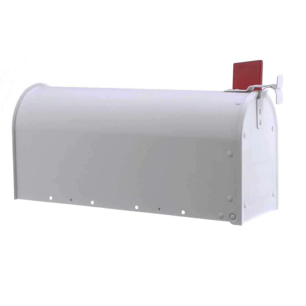 Medium White Aluminum Post Mount Mailbox