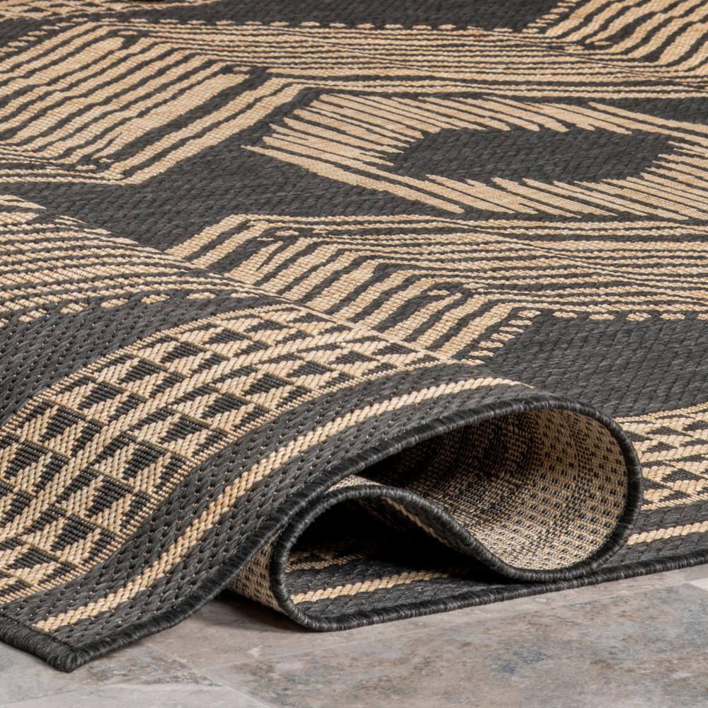 nuLOOM 5' x 8' Outdoor Geometric Area Rug, Stain Resistant, Weather Resistant, High Traffic, Patio, Balcony, Outside, Ranya Dark Grey