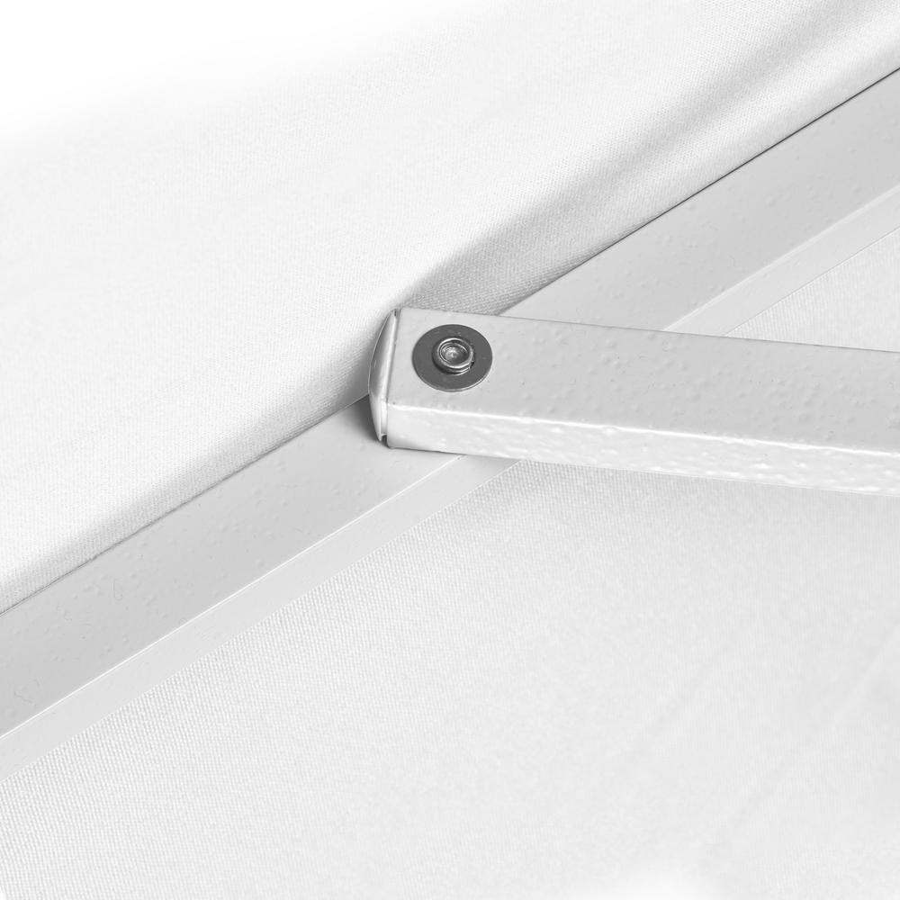 California Umbrella 9' Round Aluminum Patio Umbrella, Crank Lift, Collar Tilt, White Pole, Natural