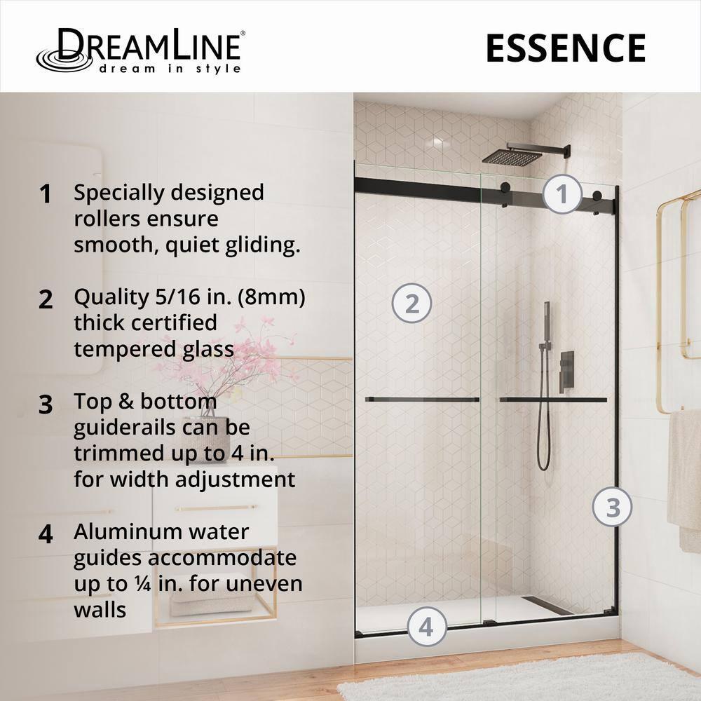 44" - 48" W 76" H Reversible Semi-Frameless Shower Door with ClearMax Technology
