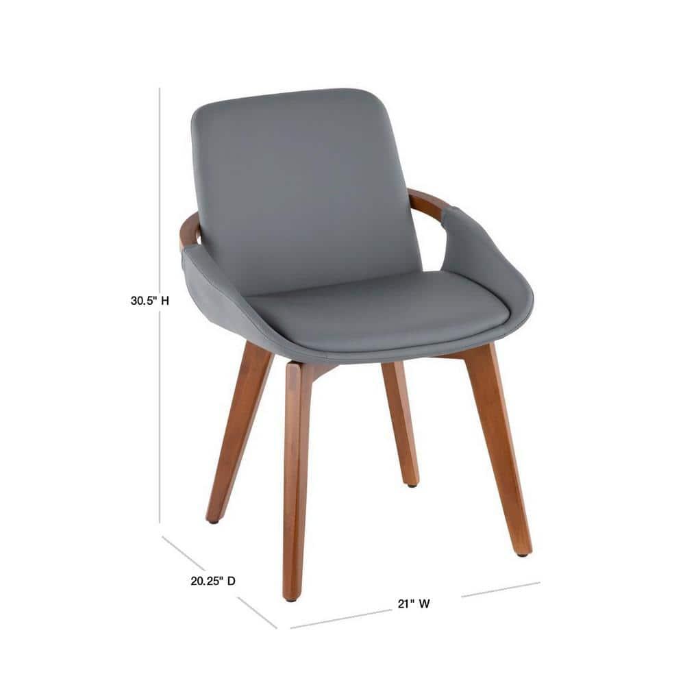 Cosmo Bamboo/Faux Leather Dining Chair Walnut/Gray - LumiSource: Mid-Century, Comfy, Armrest