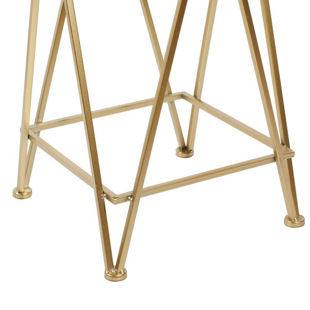 DecMode 15" x 26" Gold Metal Accent Table with Mirrored Glass Top, 2-Pieces