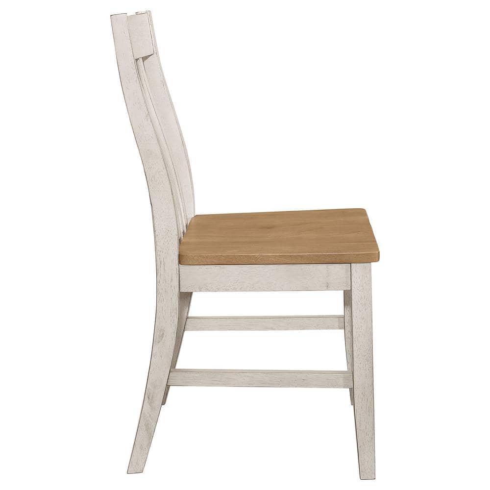 Coaster Kirby Wood Slat Back Side Chair Natural and Rustic Off White