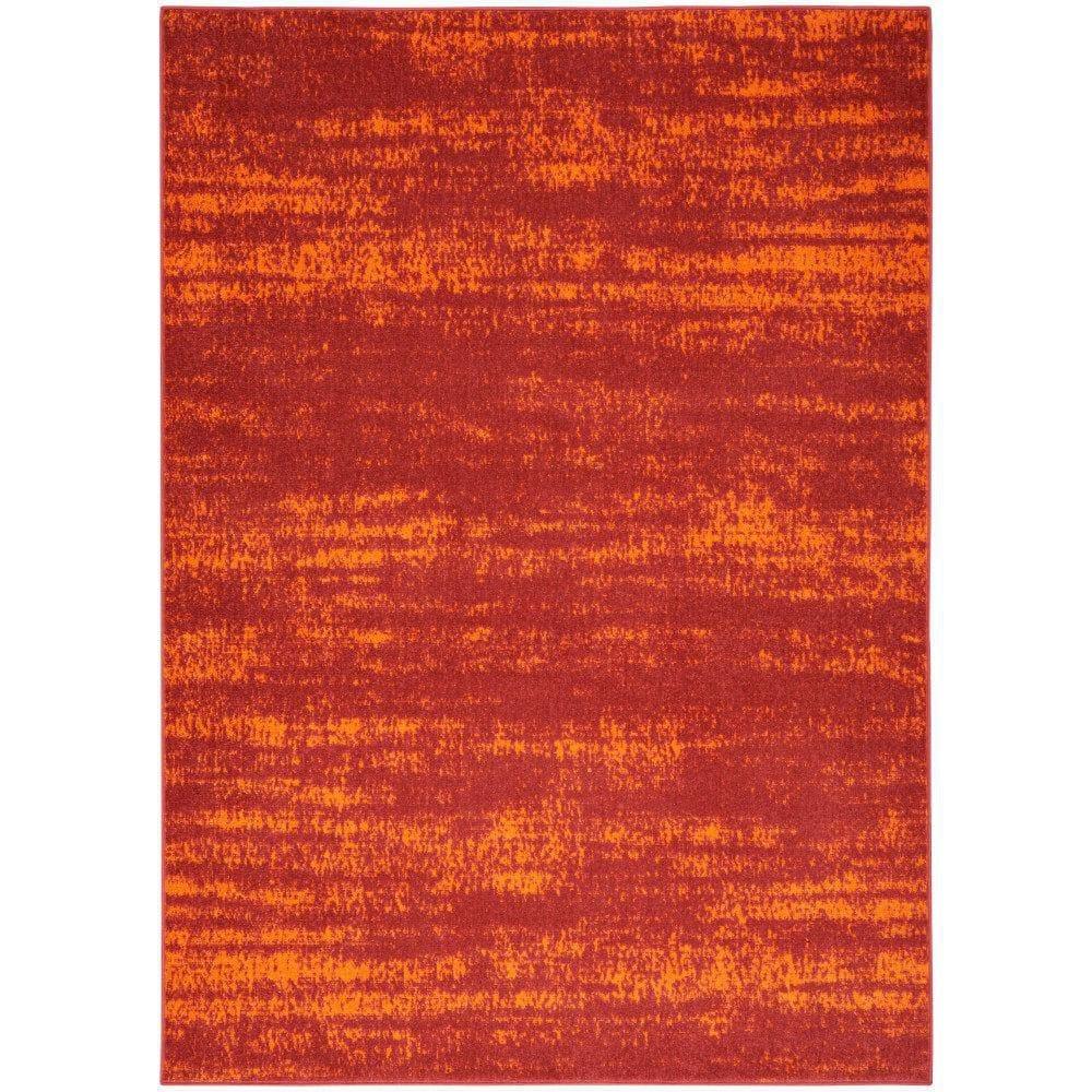 Nourison Essentials Abstract Low Pile Indoor Outdoor Area Rug 6' x 9' Red