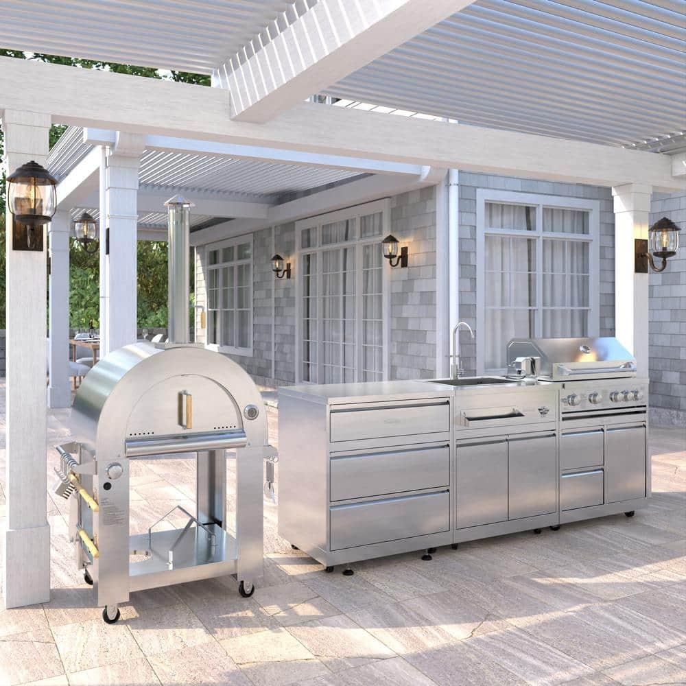 32 in. Stainless-Steel Outdoor Kitchen Cabinet with Three Drawers (KM-OKS-CAB3)