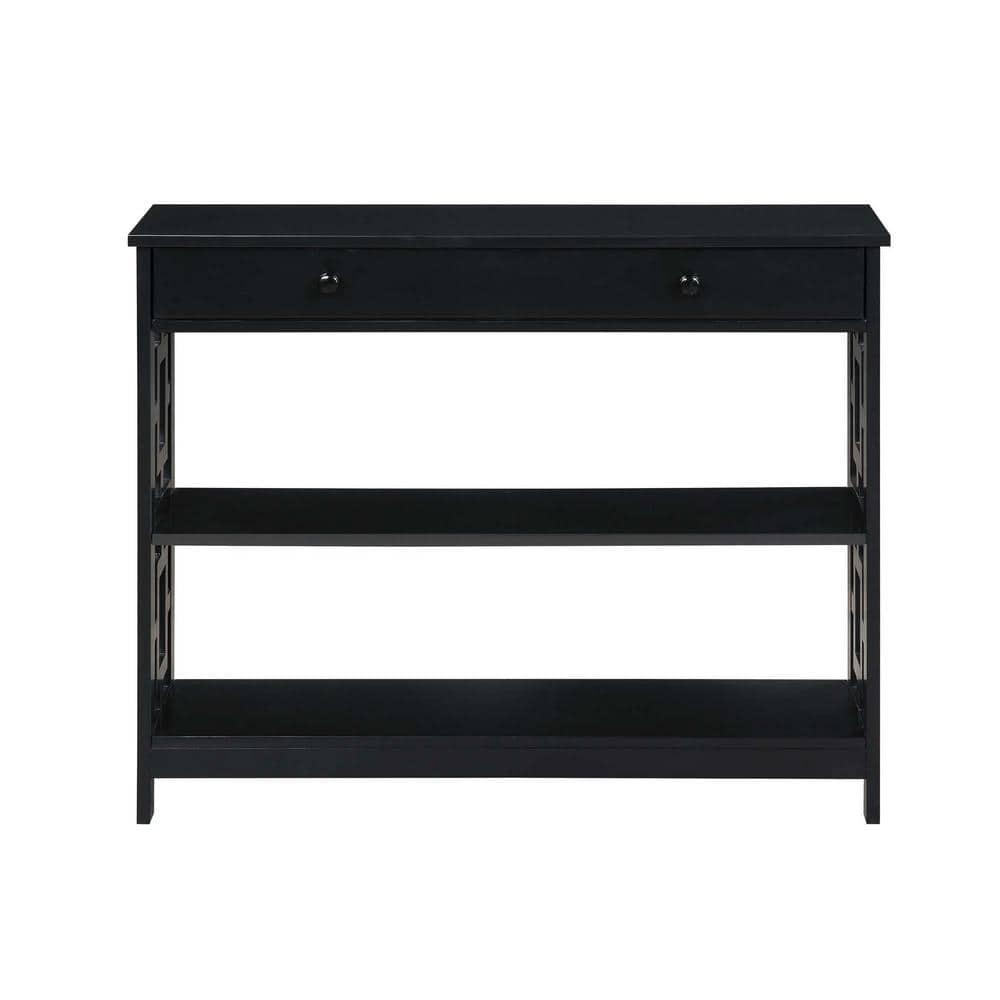 Convenience Concepts Town Square One-Drawer Console Table in Black Wood Finish