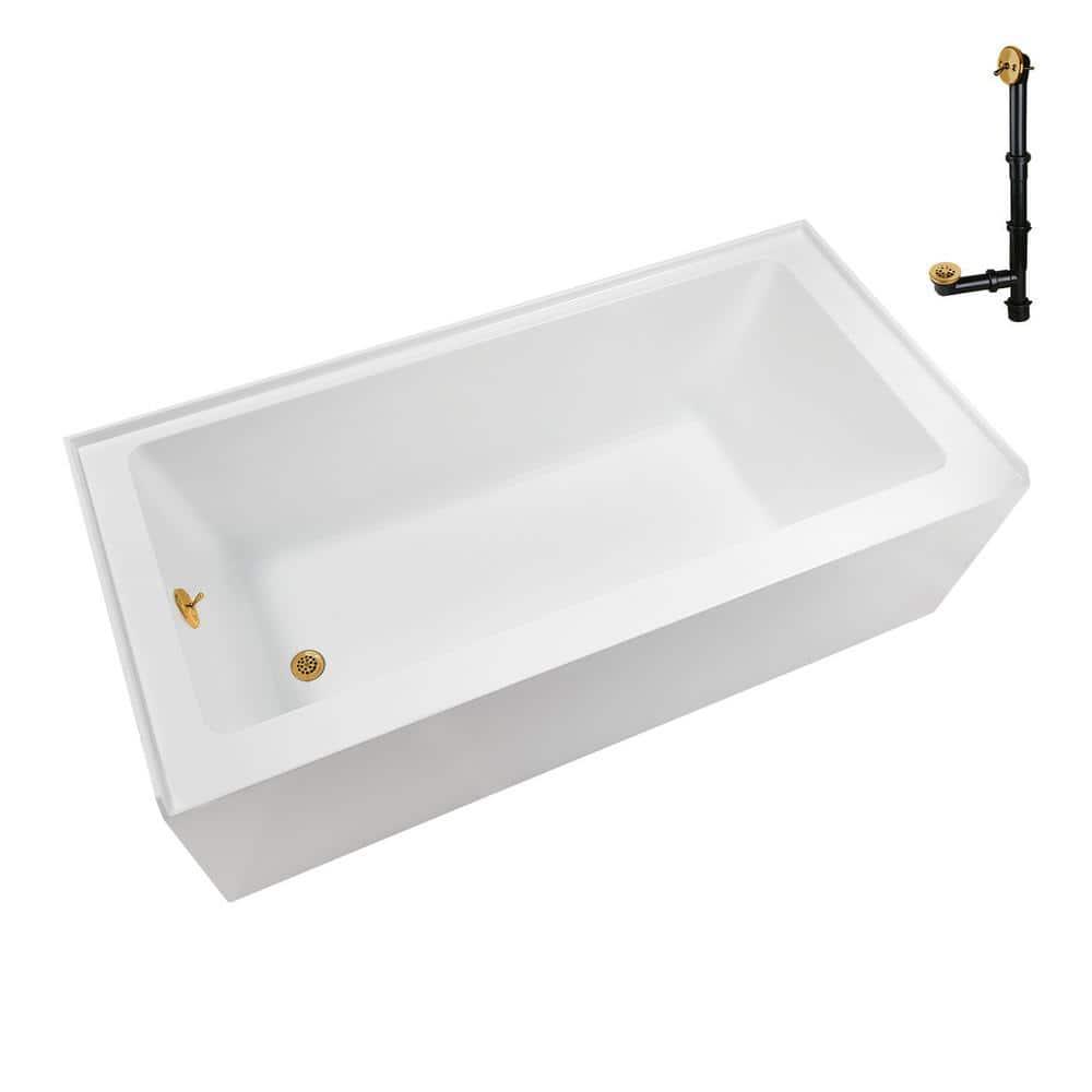 Streamline Bath Streamline 60 in. x 32 in. Acrylic Left-Hand Drain Alcove Bathtub in Glossy White With External Drain NAL-5560-BGL