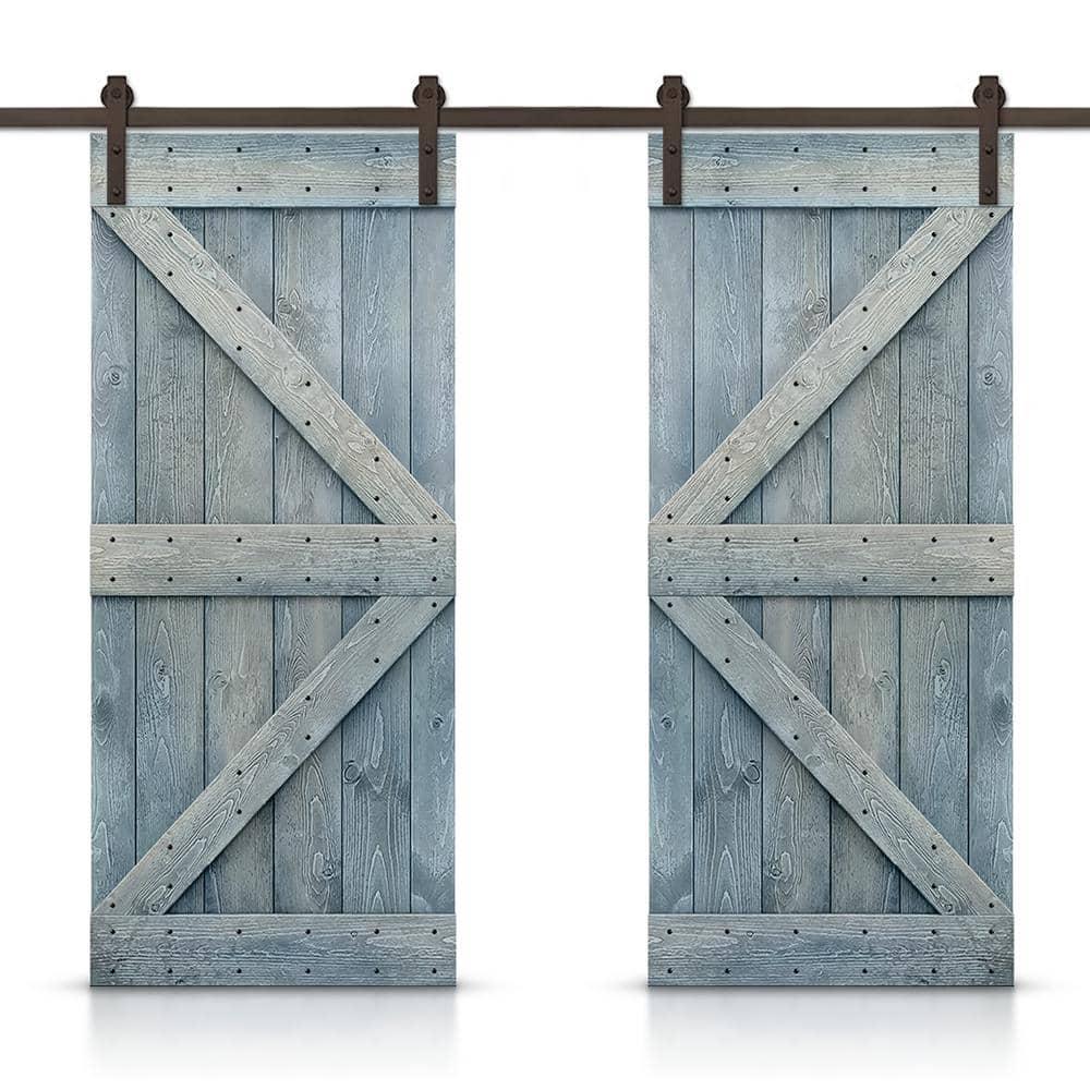 Calhome 84'' Solid Wood Paneled Painted with Installation Hardware Kit Barn Door