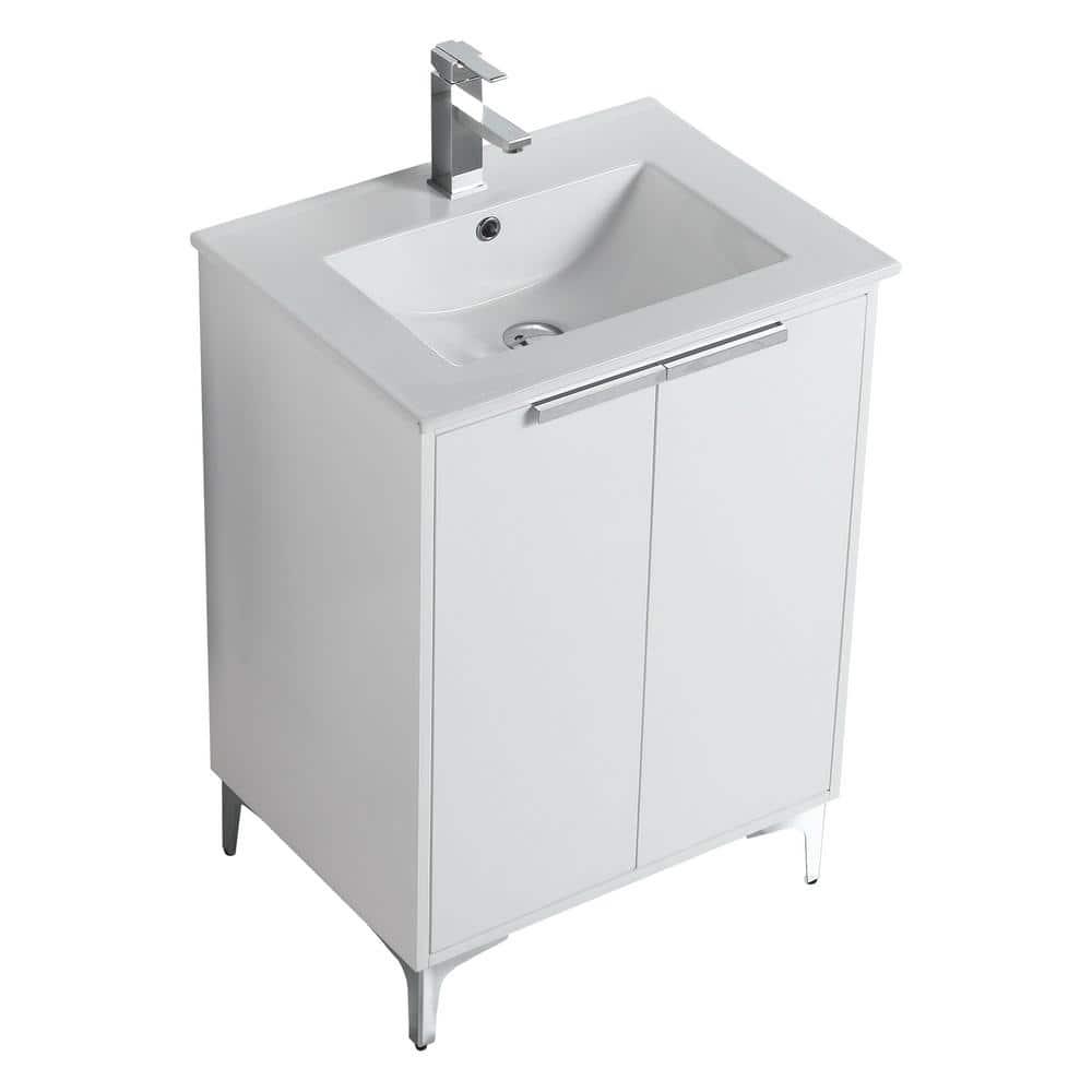 Fine Fixtures Wilmington 24 Inch Bathroom Vanity With Sink - Fully Assembled Bathroom Sink Cabinet, Bathroom Vanities, White Bathroom Vanity, Small Bathroom Sink Cabinet, 24 Bathroom Vanity With Sink