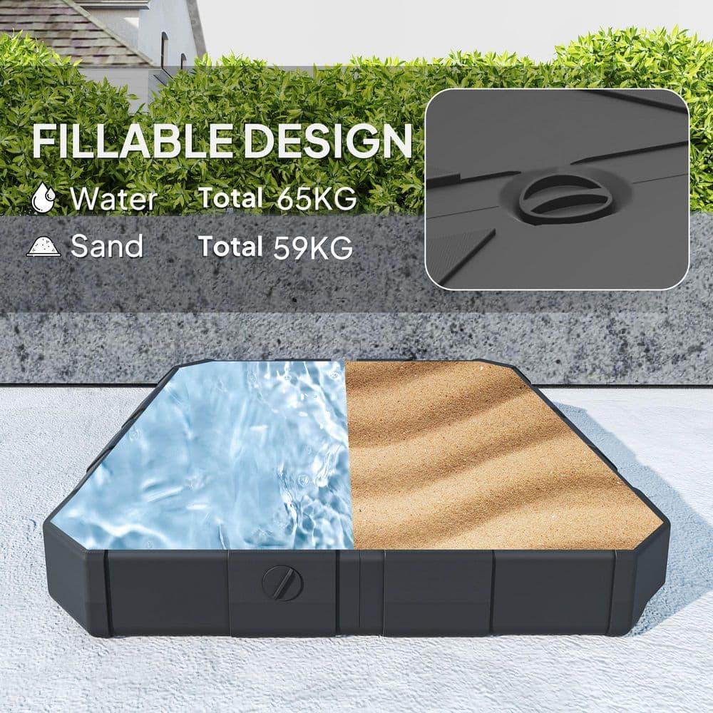 Outsunny Cantilever Offset Umbrella Base, Heavy Duty Outdoor Umbrella Stand Base, Sand/Water Filled Patio Umbrella Base for Garden, Poolside, Black