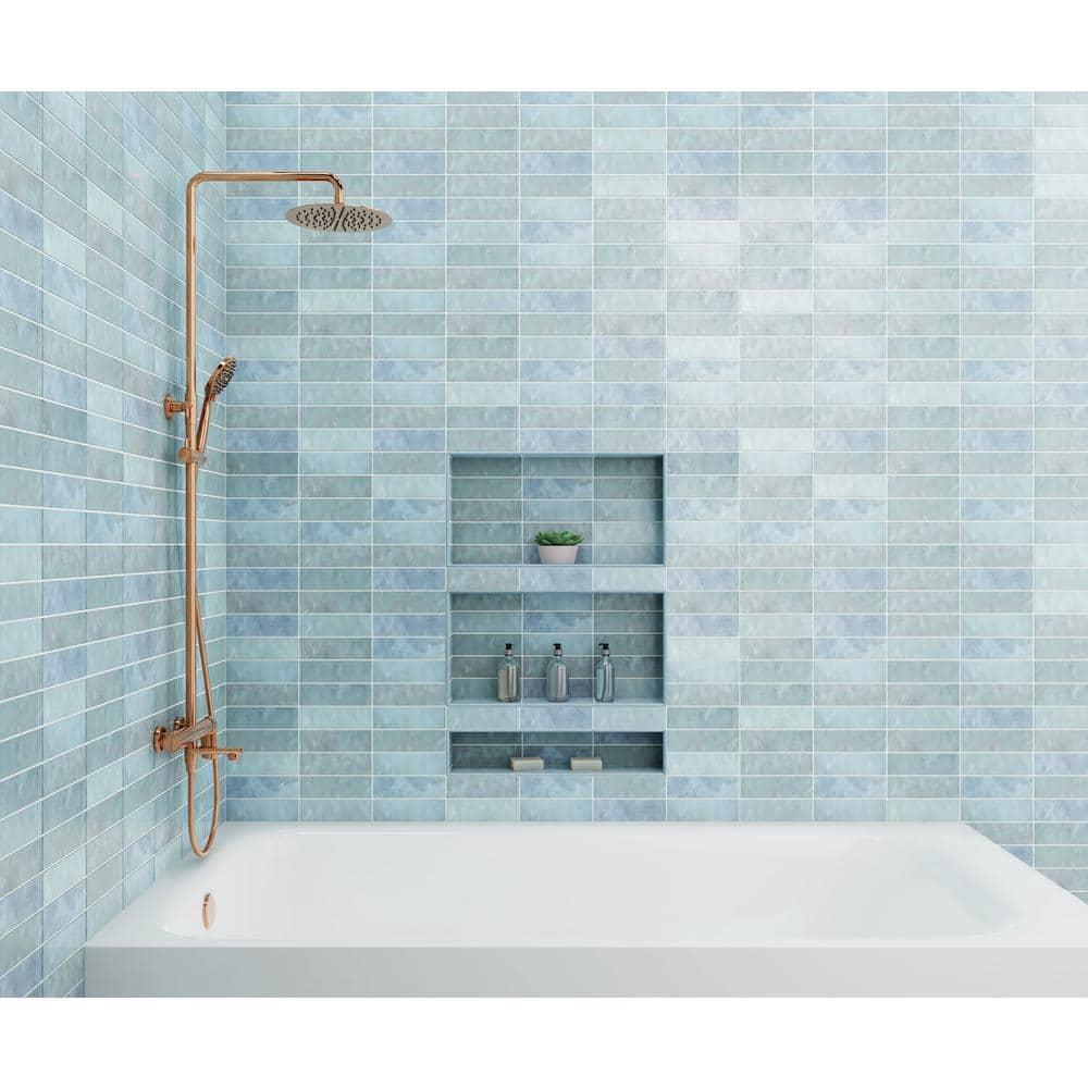 Bedrosians Cloe Rectangle Gloss Ceramic Tile 3 x 8, Baby Blue (10.64 sq. ft./Case)