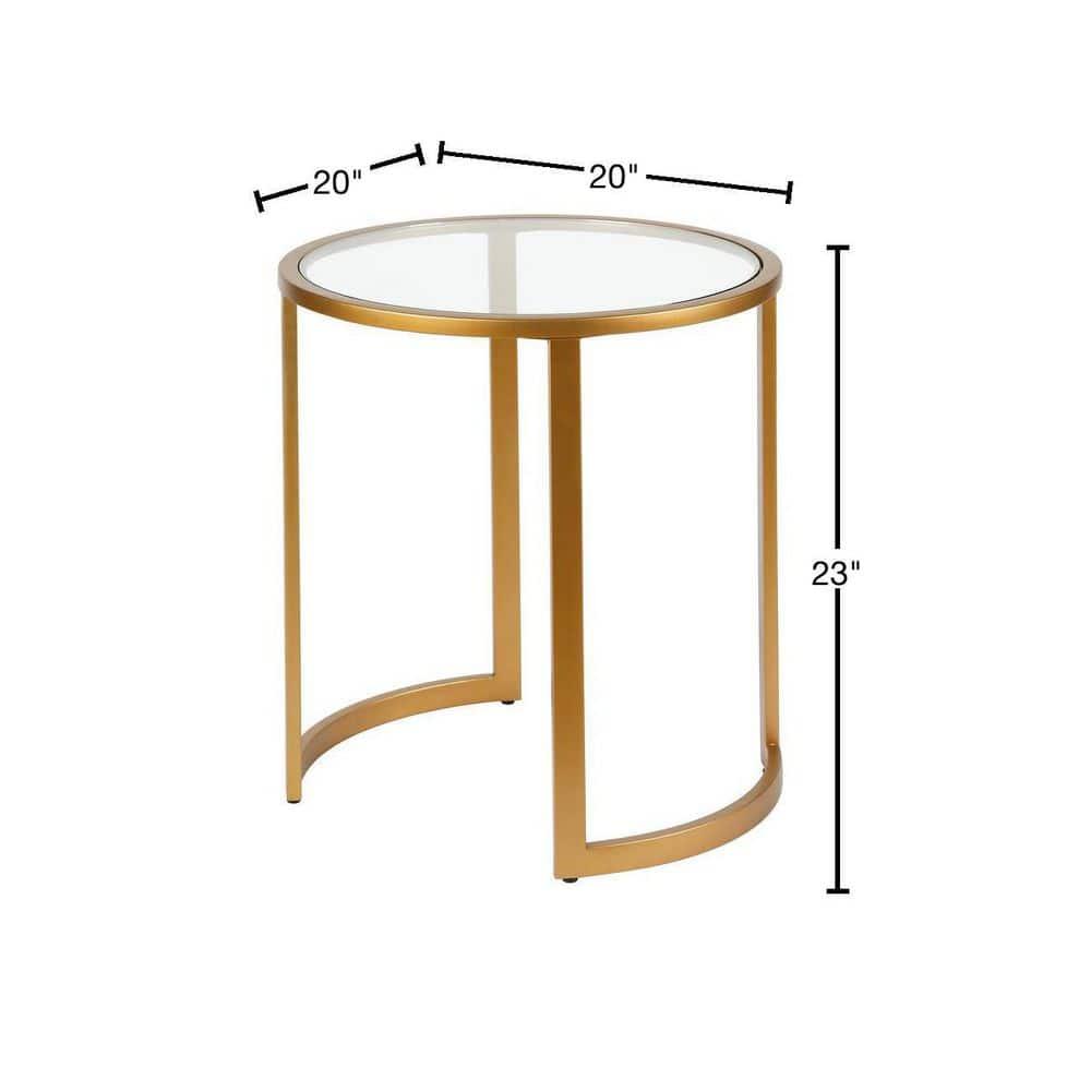 Evelyn&Zoe Mitera 20" Wide Round Side Table, Brass
